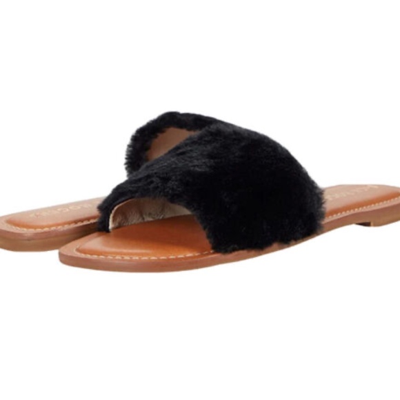 Jack Rogers Shoes - NEW Jack Rogers Women's Faux Fur Sabrina Slide BLACK COZY SANDAL SHOES SLIP ON